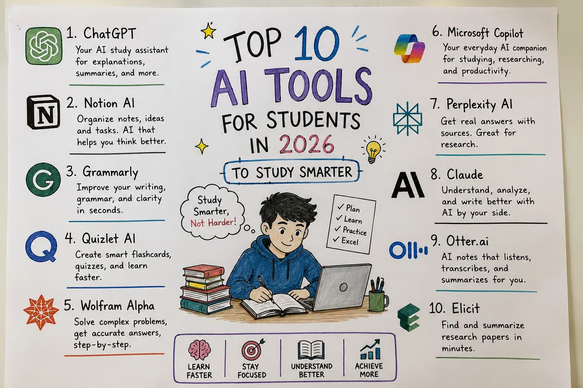 Top 10 AI Tools for Students in 2026 to Study Smarter